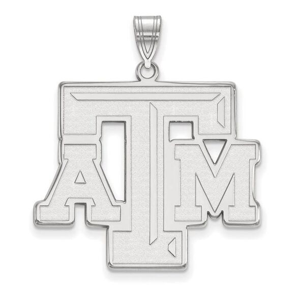 10k White Gold Texas A&M U. XL Fancy 'TAM' Pendant - Picture 1 of 3